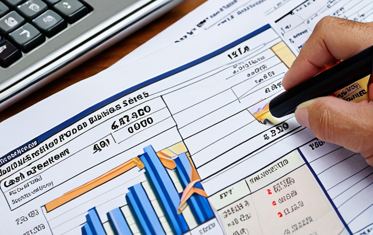 **
A professional business valuation expert meticulously analyzing financial statements (balance sheet, income statement, cash flow statement) with industry reports and market analysis data in the background. Focus on financial ratios, profit analysis, and market trends. The scene should evoke a sense of accuracy, deep analysis, and financial understanding.
**