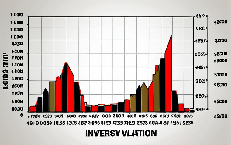 **
A graph illustrating the inverse relationship between interest rates and business valuation. The graph should show interest rates rising while business valuation decreases, with labels indicating "Higher Interest Rates" and "Lower Business Value". The setting is a stylized financial market backdrop with stock tickers and rising/falling arrows.
**