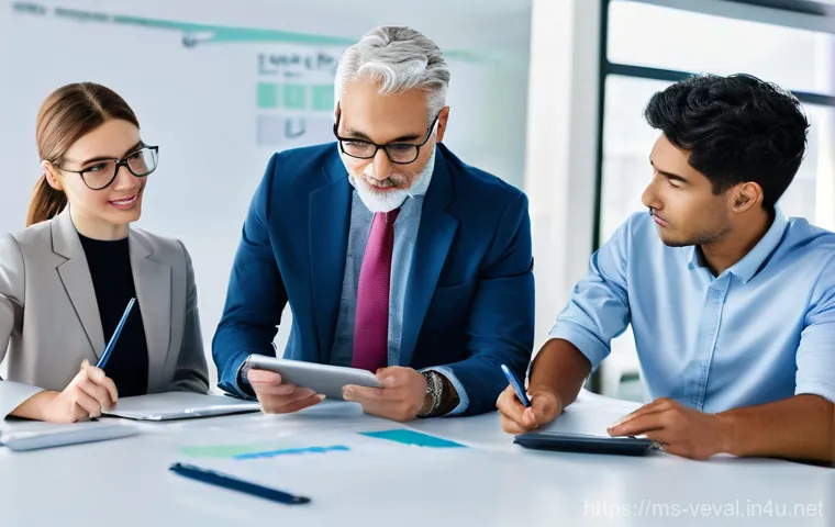 기업가치평가사 인사 평가 - **Prompt:** A highly focused male business valuation expert, wearing business casual attire and glas...