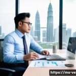 기업가치평가사 직무와 관련된 자격증 - A professional Malaysian business analyst in smart casual attire, sitting at a modern office desk fi...